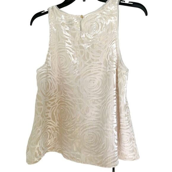 A New Day Cream White Floral Velvet Sleeveless Tank Top Blouse Size Small - Picture 10 of 10